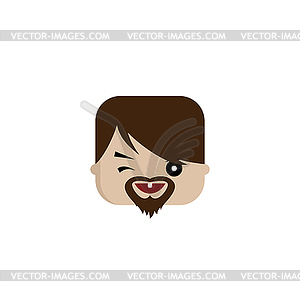 Square shape funny expression cartoon head - vector clipart