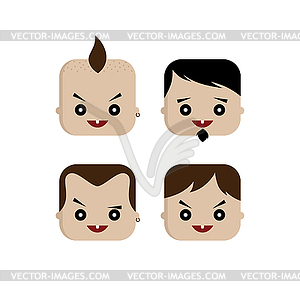 Square shape funny expression cartoon head - vector image