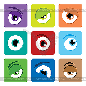 Adorable color cartoon eye expression art - vector clipart