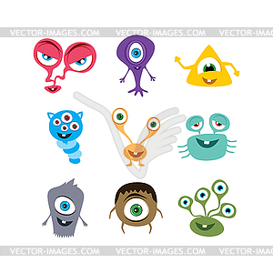 Cute adorable scary monster cartoon fictional - vector image