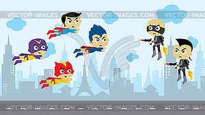 Cartoon superhero game asset theme hero art - vector image