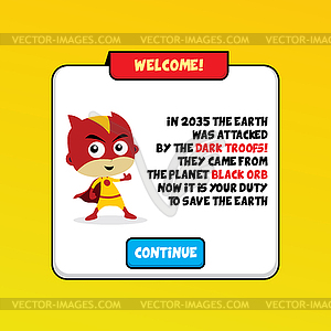 Cartoon superhero game asset theme hero art - vector clip art