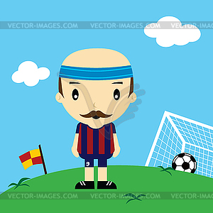 Funny cartoon soccer player league art - vector clip art