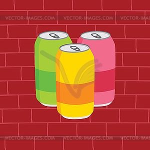 Juicy soft drink cans - vector clipart