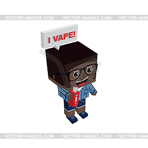 Isometric block electric cigarette girl personal - vector image