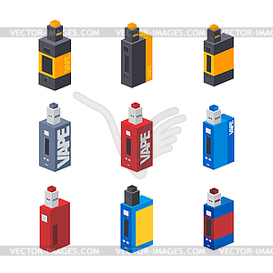 Isometric electric cigarette personal vaporizer - vector clipart