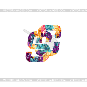 Overlap initial letter alphabet sign symbol - vector clip art