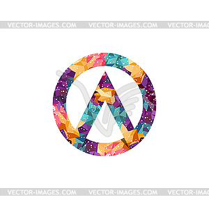 Overlap shape triangle round circle sign - color vector clipart