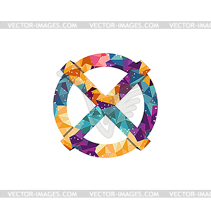 Overlap shape triangle round circle sign - vector clip art