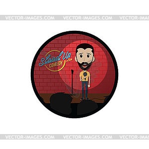 Stand up comedy comic guy on stage - vector image