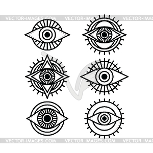 One eye sign symbol logo logotype collection - vector clip art