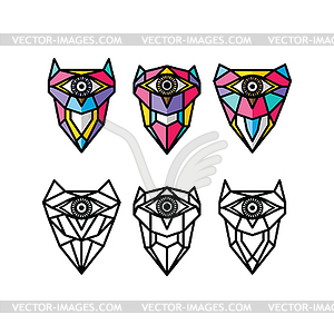 One eye owl logo logotype colorful theme - vector image
