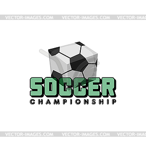 Square soccer ball isometric theme logo - vector clipart