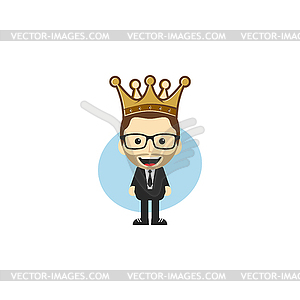 Worker guy with crown - vector clip art