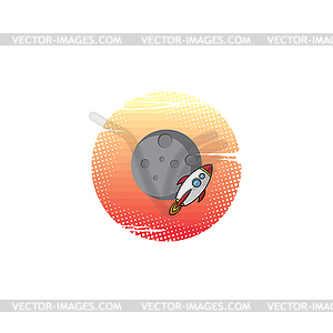 Space moon expedition traveller rocket - vector image