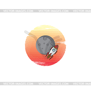 Space moon expedition traveller rocket - vector clip art