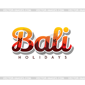 Bali beach indonesia holiday vacation theme art sig - vector clipart