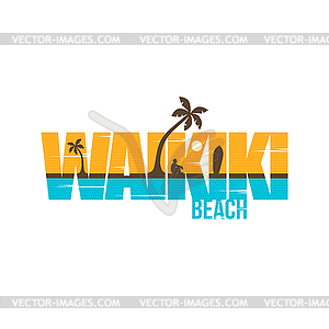 Waikiki summer holidays beach sign symbol - vector clip art