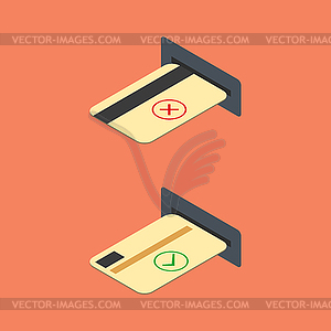 How to insert credit card into ATM,  - vector clipart