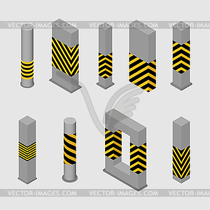 Set of concrete columns and pillars,  - vector clip art