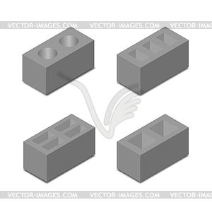 Set of isometric cinder blocks,  - vector image