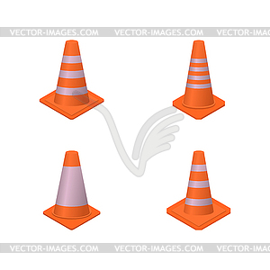 Cone sign road repair isometric style,  - vector clip art