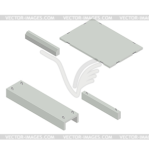 Set iron concrete products isometric,  - vector image