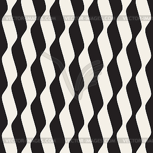 Seamless Black and White Vertical Wavy Lines - vector image