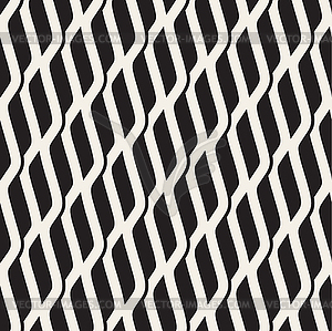 Seamless Black and White Wavy Shapes Pattern - vector image