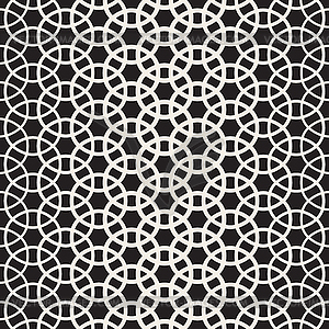 Circle Overlapping Shapes Lattice. Seamless Black - vector clip art