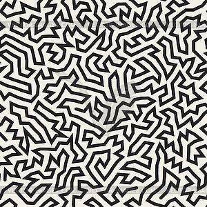 Irregular Maze Lines. Seamless Black and White - vector image