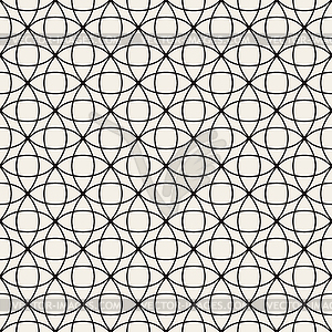 Circle Overlapping Line Lattice. Seamless Black - vector image