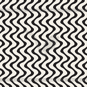 Wavy Lines Pattern. Seamless Black and White  - vector clipart