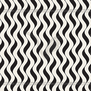 Seamless Black and White Wavy Vertical Lines Pattern - vector clipart