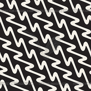 Wavy Diagonal Lines. Seamless Black and White - vector clipart