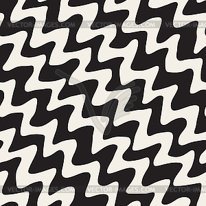 Seamless Black and White Diagonal Wavy Zigzag - vector clipart