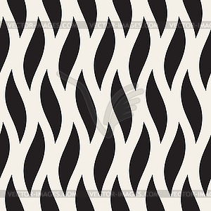 Seamless Black and White Wavy Shapes Pattern - vector image