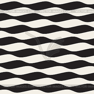 Seamless Black and White Vertical Wavy Lines Pattern - vector image