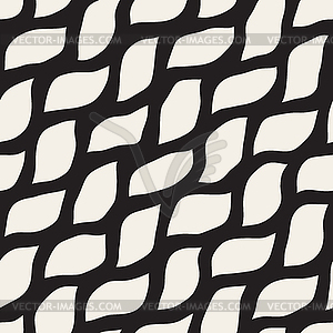 Seamless Black and White Wavy Shapes Pattern - vector clip art