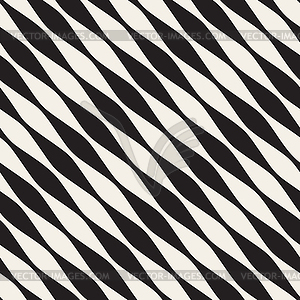 Seamless Black and White Diagonal Wavy Lines Pattern - vector image