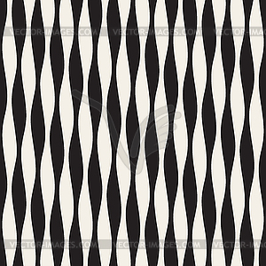 Seamless Black and White Vertical Wavy Lines Pattern - vector image