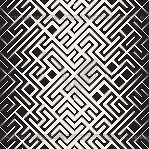 Seamless Rounded Line Maze Irregular Pattern - vector image