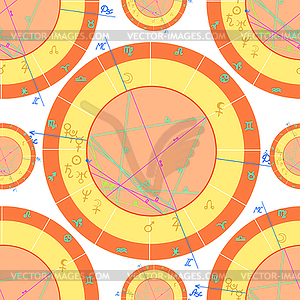 Seamless pattern orange of natal of astrological - vector image