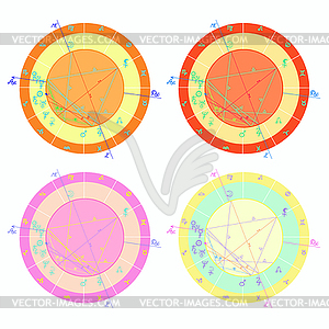 Набор натальных астрологических карт - векторный клипарт EPS