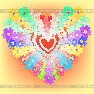 Background spring primroses primula flowers heart - vector clipart