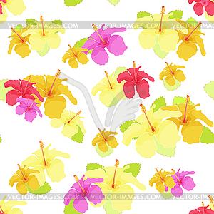 Beautiful hibiscus flower . seamless - vector clipart