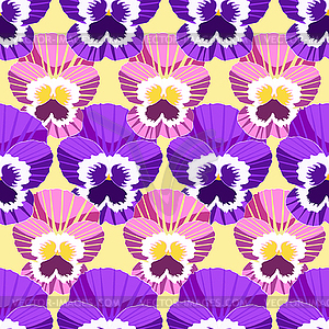 Chess seamless pattern flowers violet pansies. - vector image