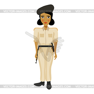 India young policemen woman with blush - color vector clipart