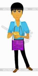 Indian man musician on drums - vector clip art