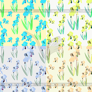 Iris flowers set seamless color - vector clipart